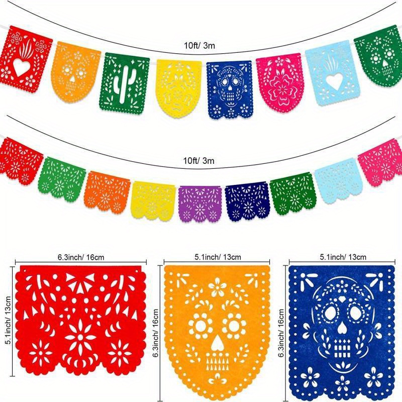 Mexcian Day Of The Dead Party Banner Felt Cinco De - Temu