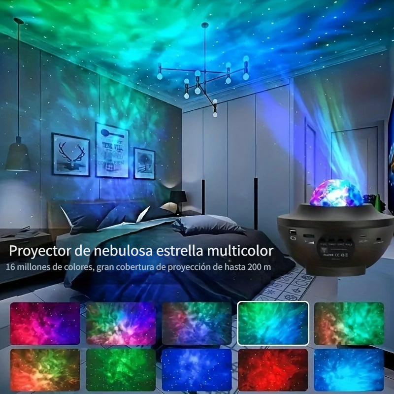 Proyector de galaxia para dormitorio, proyector de luz nocturna estrellada  para niños, proyector de estrella de gran cobertura para techo, Bluetooth