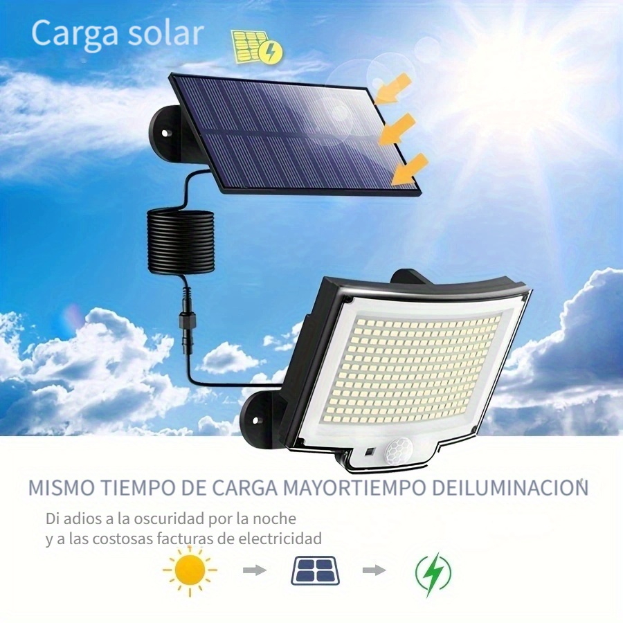Topabol 228 Luz Solar Exterior con Sensor de Movimiento【228LED/3