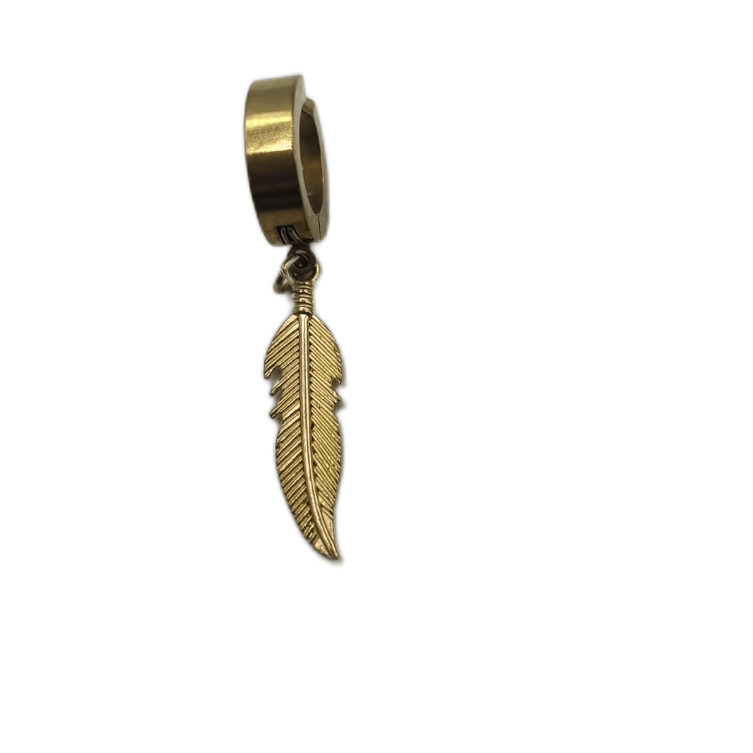 Gold feather earring on sale mens