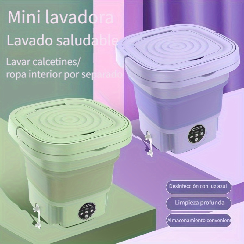 Lavadora portátil – Mini lavadora portátil plegable pequeña con cesta de  drenaje para apartamento, lavandería, camping, caravana, viajes, ropa