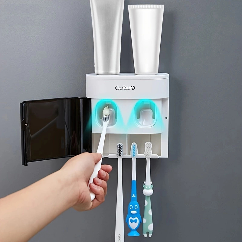 Wekity - Soporte para cepillos de dientes montado en la pared, dispensador  automático de pasta de dientes y soporte para pasta de dientes, ahorra
