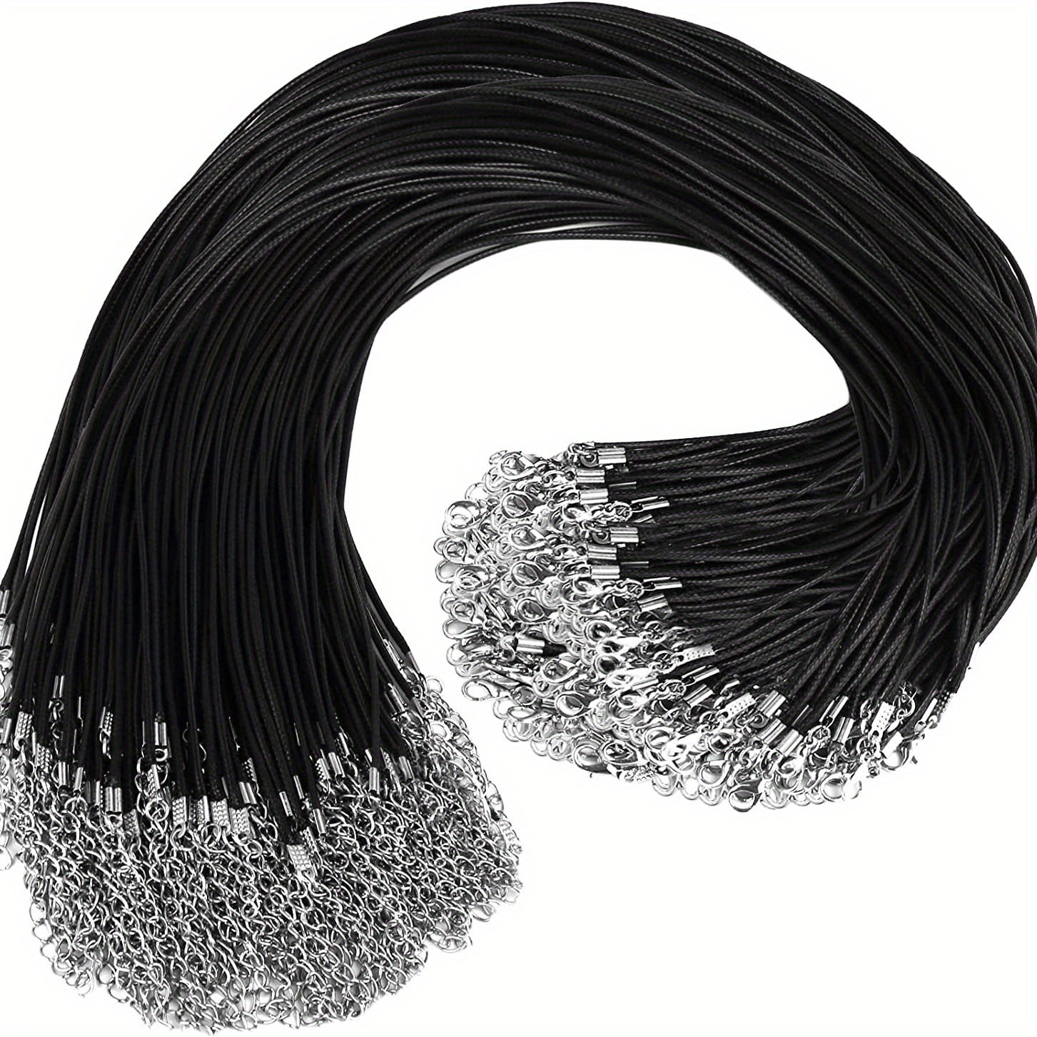 50pcs, Black Nylon Loose Chains, Pendant Necklace Thread With Lobster Clasps, For Handmade Making Restoration Replacement Accessories Christmas Gift