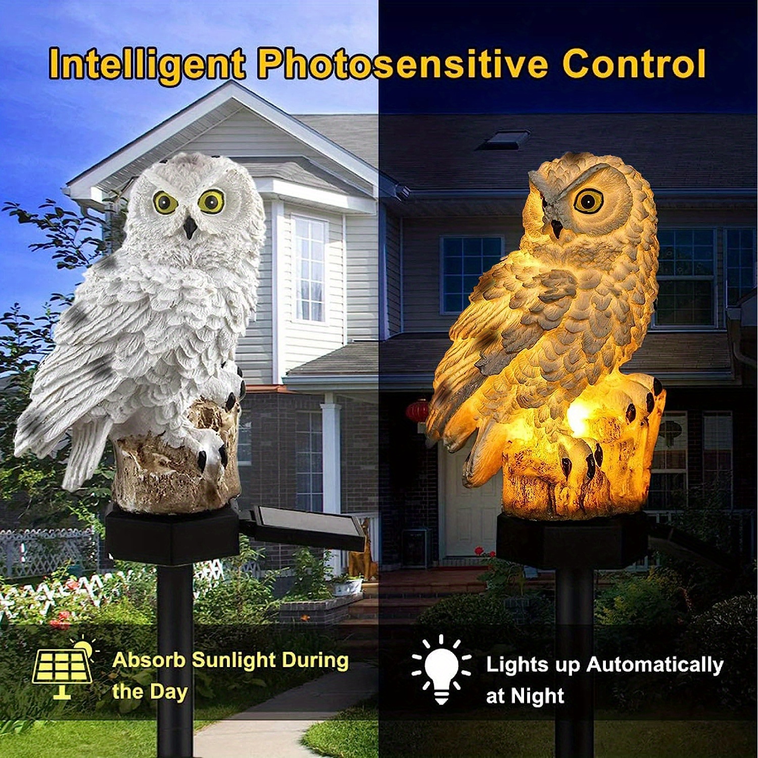 garden solar light resin owl design solar led light with stake waterproof light for flower fence lawn passage walkway courtyard christmas halloween decorations details 1