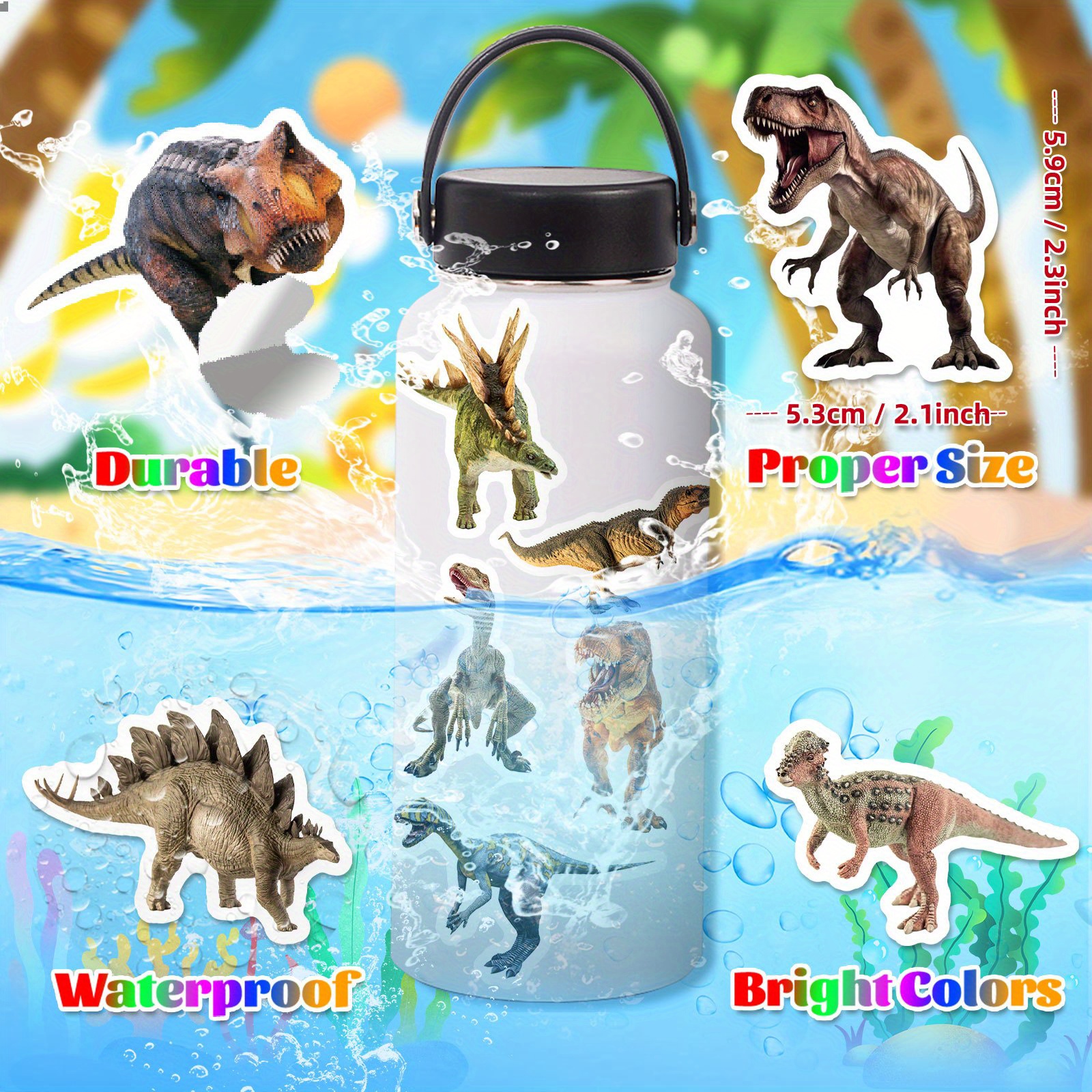 Mixed Realistic Dinosaur Stickers Cool Dinosaur Creative Stickers - Temu