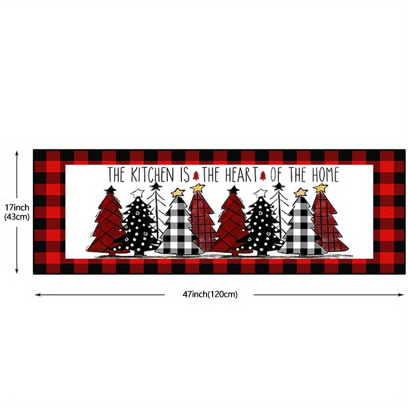 Christmas Tree Kitchen Rug Floor Mat Christmas Black And Red - Temu