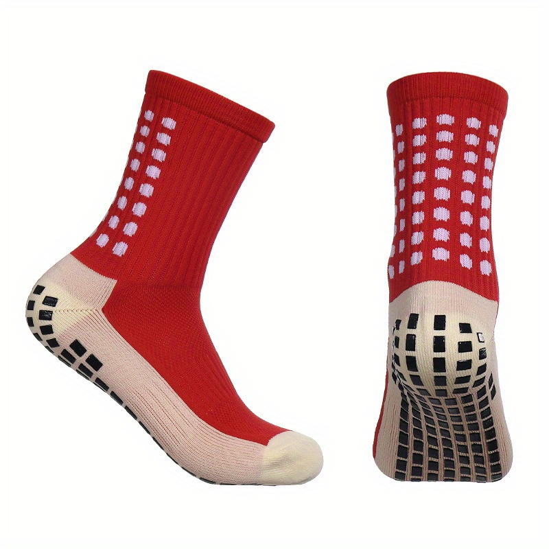 2pcs/set Striped Mid-calf Anti-slip Football Socks & Leg Sleeves Unisex  Sports Socks With Friction Silicone Riding Socks For Football/training/ basketball/running/tennis/badminton