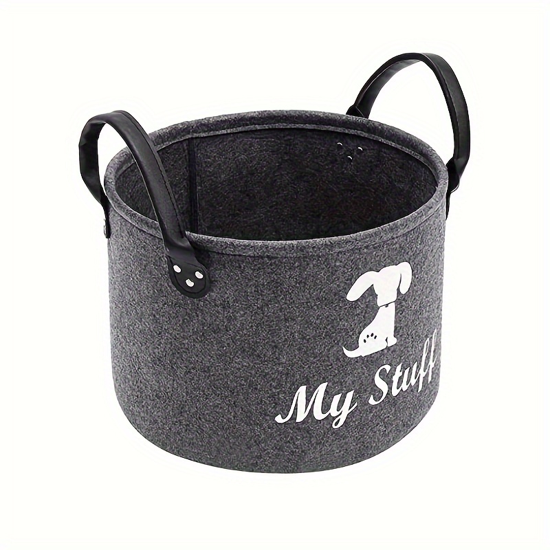 

1pc/2pcs Foldable Pet Toy Basket, Felt Pet Toy Storage Box With Handle, Felt Storage Bin For Dog Toys And Accessories Pet Supplies