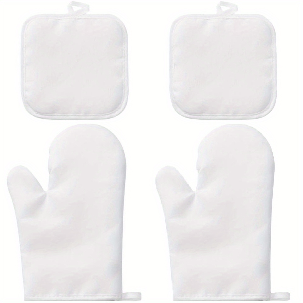  4Pcs Oven Mitts and Pot Holders Set, Black and White