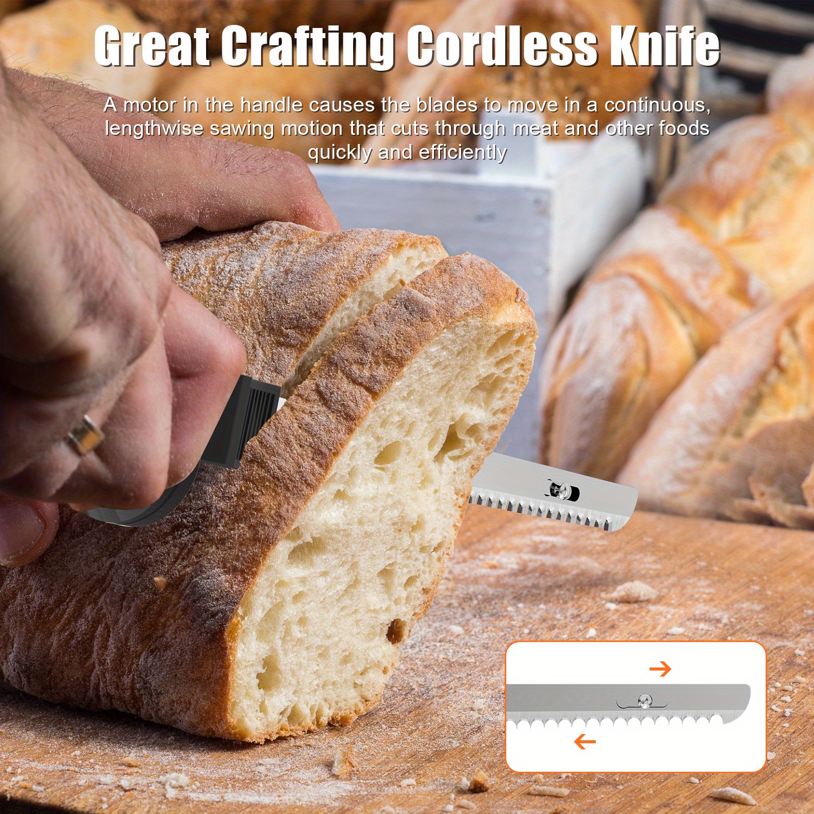  ENERTWIST Cordless Electric Carving Knife 1S Quick Start  One-Hand Operation Easy to Use with Safety Lock Button for Carving  Bread,Turkey, Poultry,Crafting Foam : Home & Kitchen