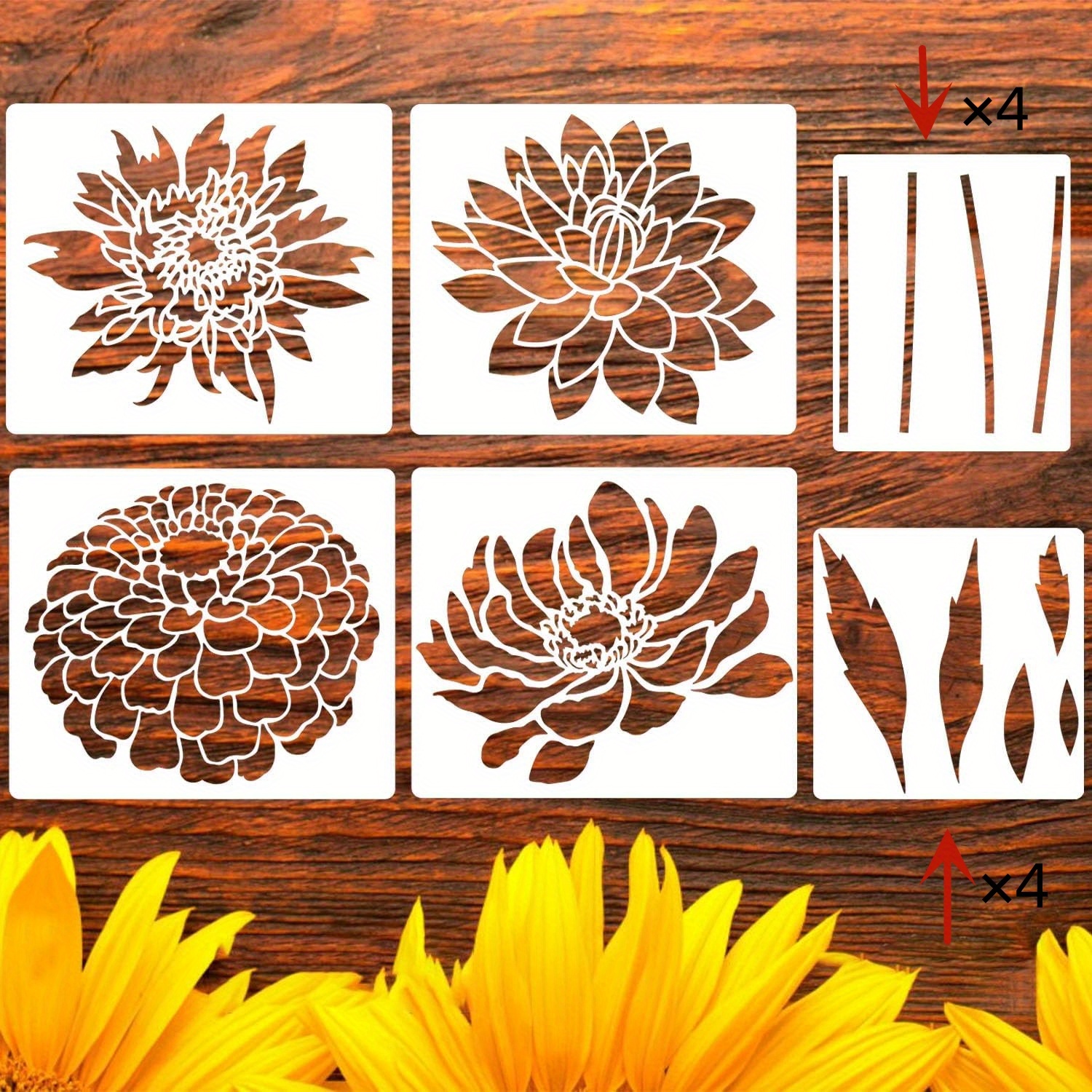 9 Pieces Flower Stencils for Painting On Wood Canvas, Reusable Art Rose  Sunflower Bird Leaf Floral Stecil Drawing Template for Paint Nature Design  Craft Decor Home Wall 