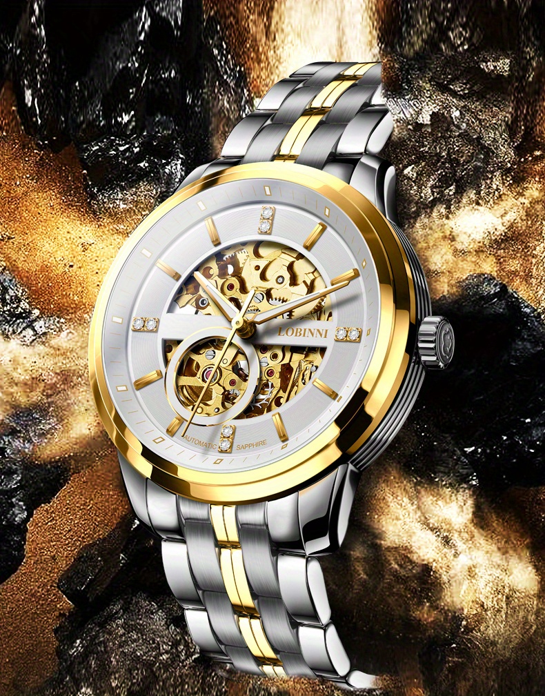 Lobinni Men's Automatic Mechanical Watch, Fashion Hollow Business Luminous  Waterproof Watch - Temu