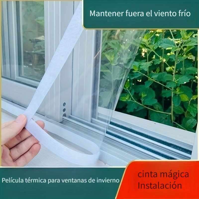Kit de aislamiento de ventana, plástico para ventana para invierno,  protección fría transparente, resistente al viento, sellador de ventana  para sala