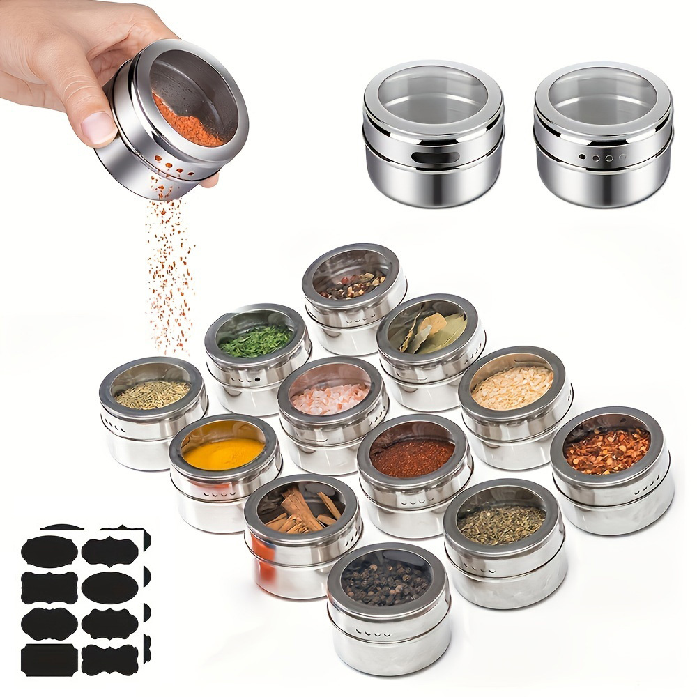 1pc, reusable, Magnetic Spice Containers Set, Magnetic Seasoning Containers,  Magnetic Seasoning Jars, Magnetic Spice Jars, Magnetic Spice Tins, Salt And  Pepper Shakers, Spice Shakers, Salt Bottle, Kitchen Accessaries, Kitchen  Utensils, Dorm Essentials