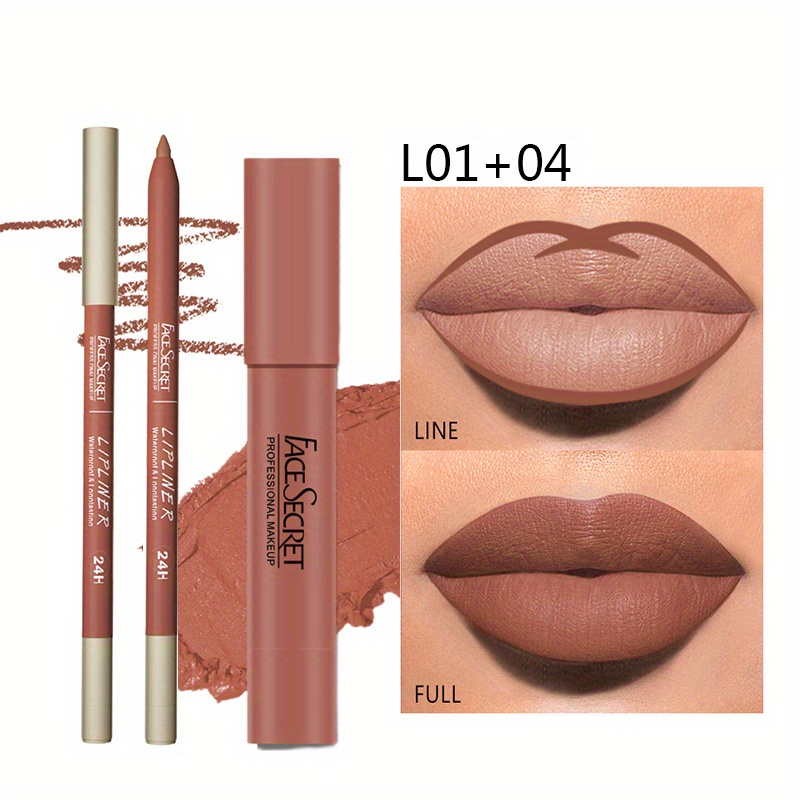 Lipgloss+lip Liner Combination Waterproof Lip Gloss Temu