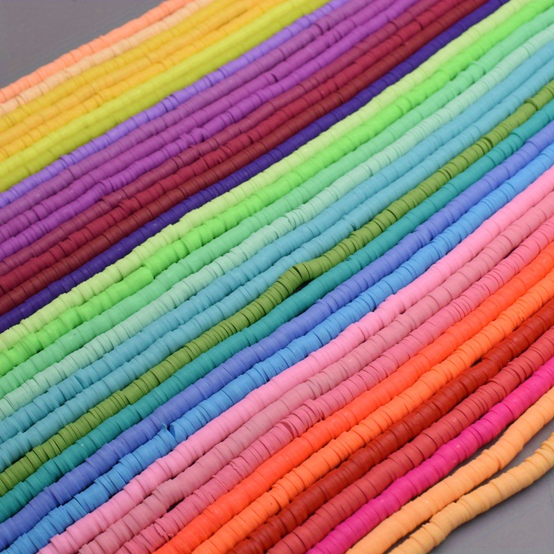 4800pcs 12 strands 6 1mm polymer clay disc beads handmade loose beads for diy necklace bracelets jewelry materials details 3