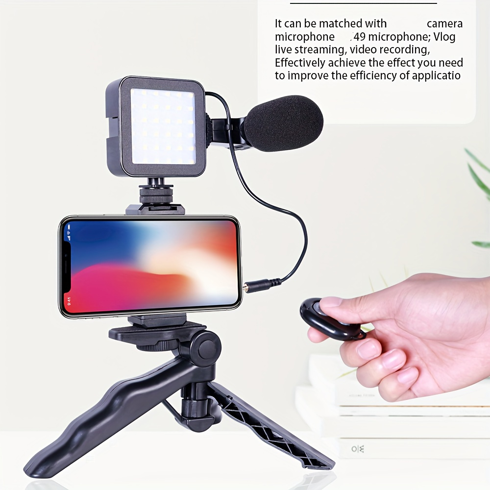 Kit de videoblogs para teléfono inteligente con luz LED, soporte para  teléfono, micrófono, trípode, bolsa de transporte, kit de inicio de