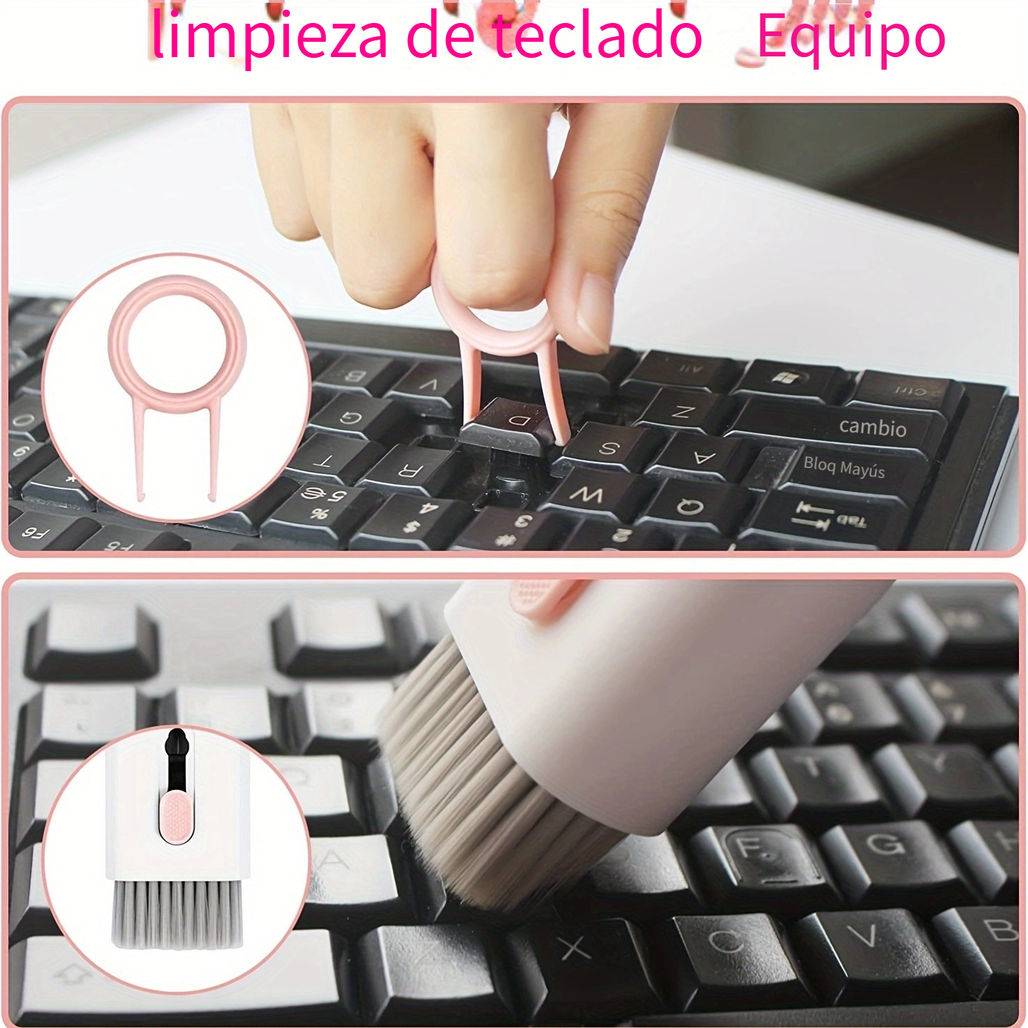 Kit de cepillo limpiador de teclado de ordenador, herramientas de limpieza  7 en 1, extractor de teclas, bolígrafo de auriculares para Airpods