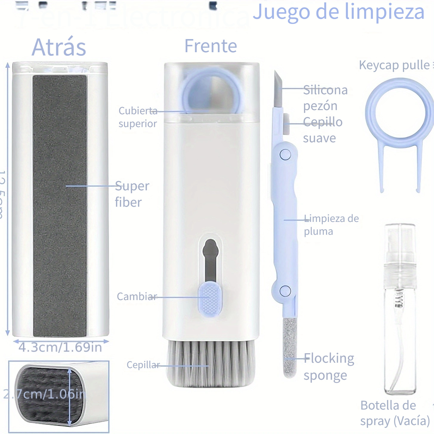 GENERICO Kit Limpieza Teclado Celular Audifonos 7 En 1 Azul
