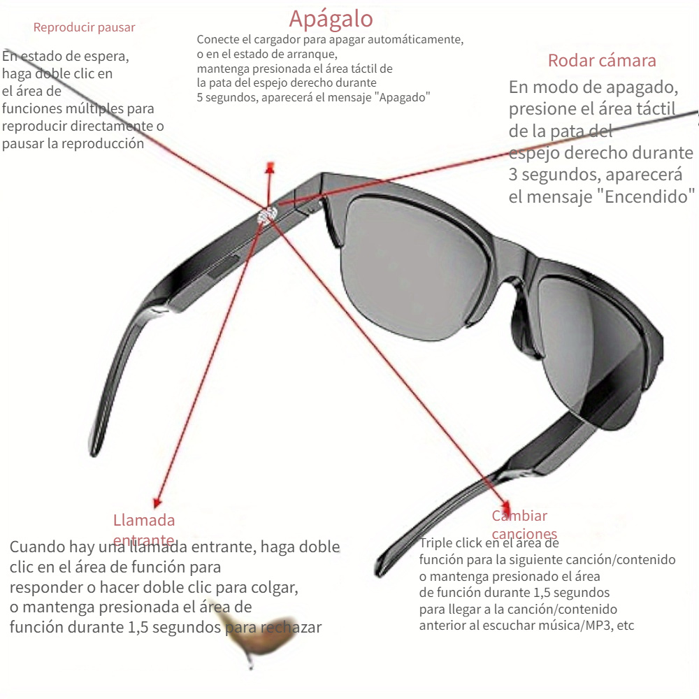 Klack Smart Glasses Stereo Gafas Inteligentes Anti-UV con Doble Altavoz