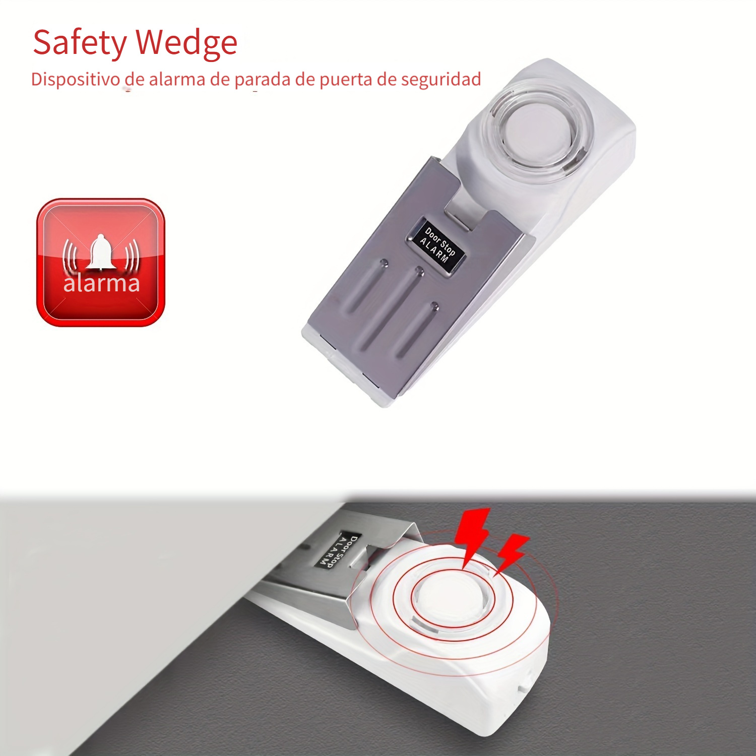 Alarma de parada de puerta 120dB sirena de tono alto portátil alarma de  seguridad tapón de puerta herramientas de seguridad para el hogar viajes