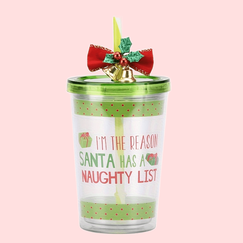 Personalised Christmas Elf Santa Cup With Straw Santa Drinks Bottle  Christmas Straw Bottle Tumbler Kids Christmas Cup Christmas Gift 