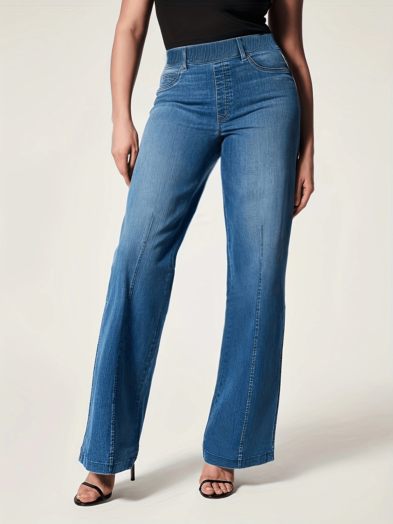 Women Elastic Waist Jeans - Temu Canada