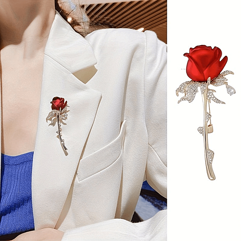 New Pearl Fabric Camellia Flower Brooch Pins Elegant Corsage