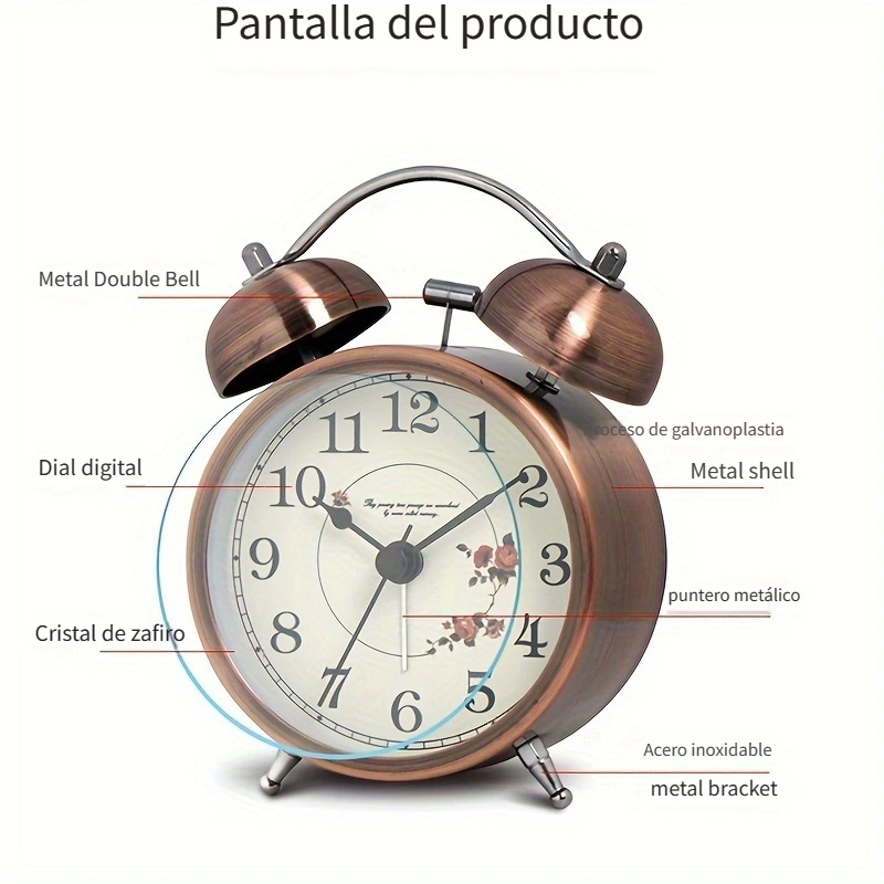 Reloj Mesa Vintage Metal Nórdico Silencioso, Diseño Minimalista Dormitorio  Estudiantes, Esfera 3 Pulgadas - Batería No Incluida - Hogar Cocina - Temu  Chile