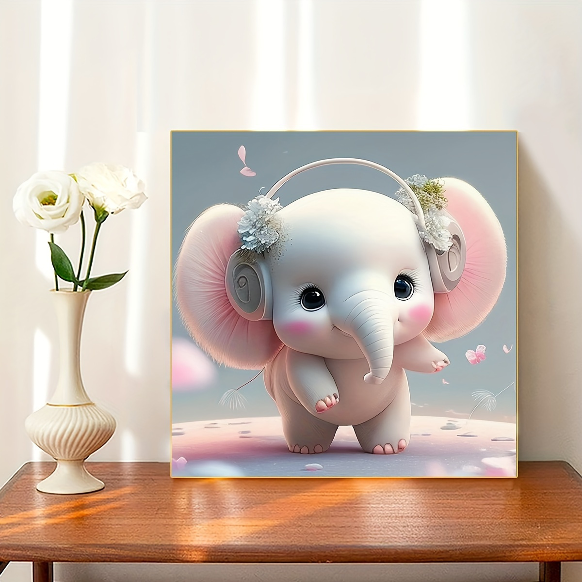 1pc 7.87×7.87 Inch DIY 5D Frameless Diamond Painting Cartoon Doll Animal  Series Cute Elephant Wall Art Handmade Decor Mosaic Home Art Gift