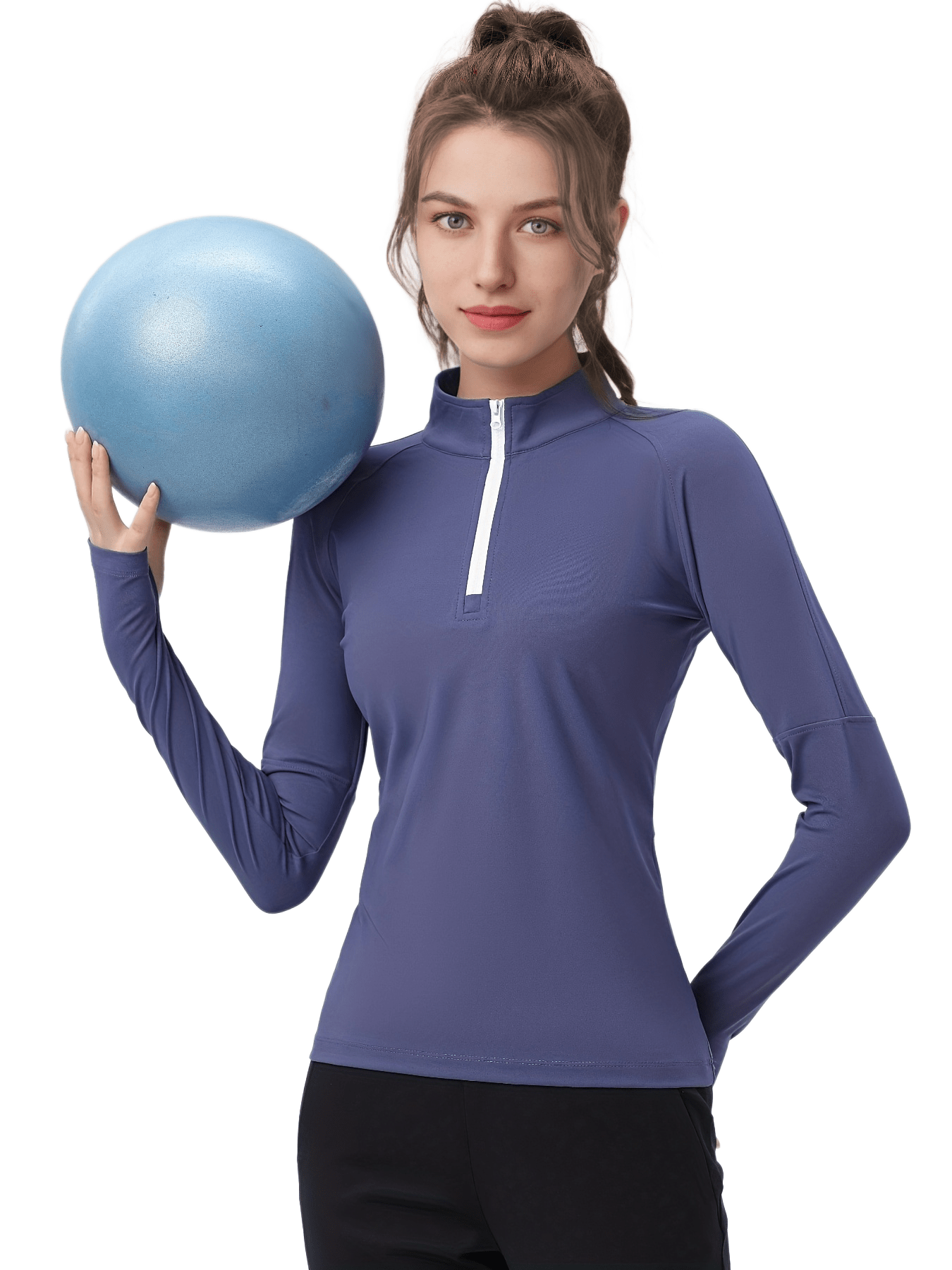 Women's Long Sleeves Athletic Shirts 1/4 Zip Pullover - Temu