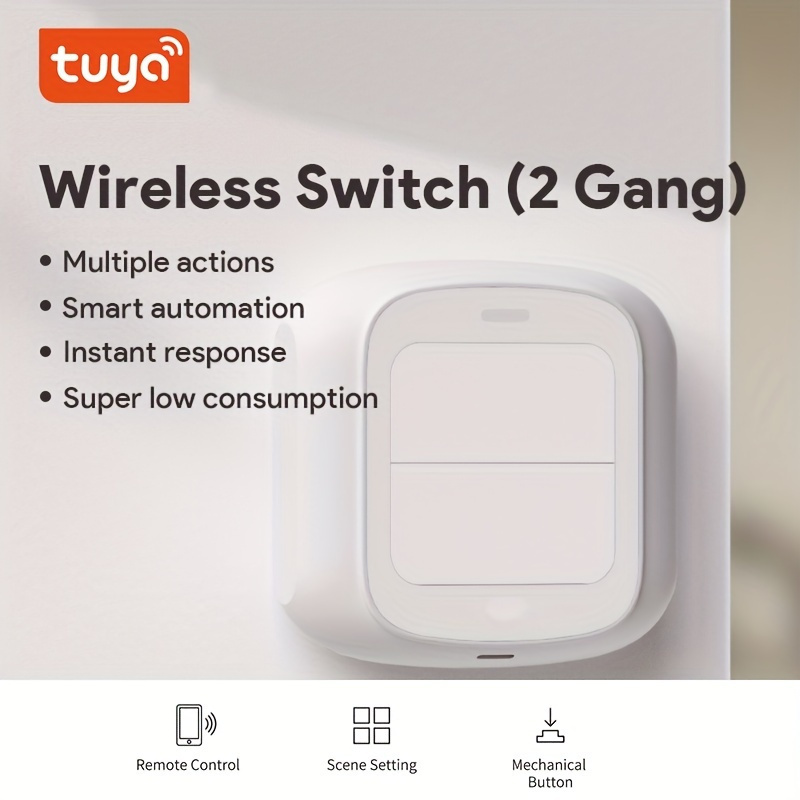 Tuya WiFi/ZigBee 2 Gang Wireless 6 Scene Switch Push Button Controller  Battery Powered Automation Scenario For Tuya Smart Devices