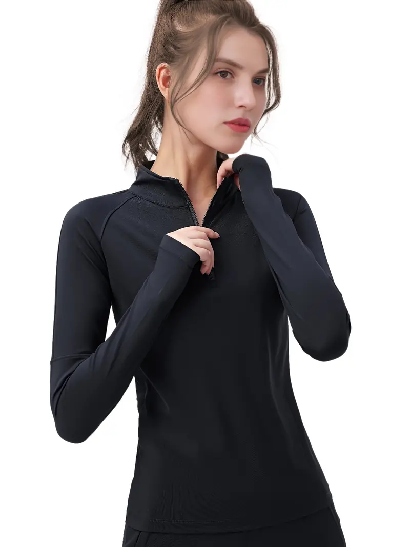 Women's Long Sleeves Athletic Shirts 1/4 Zip Pullover - Temu