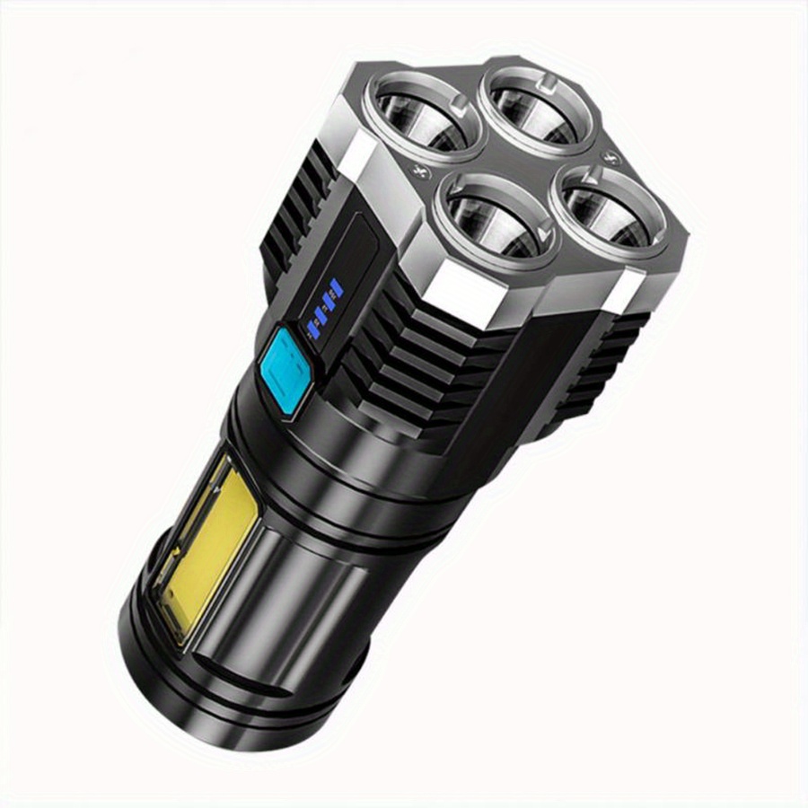 High-power Led Outdoor Flashlight With 4 Modes Of Cob Side Lights