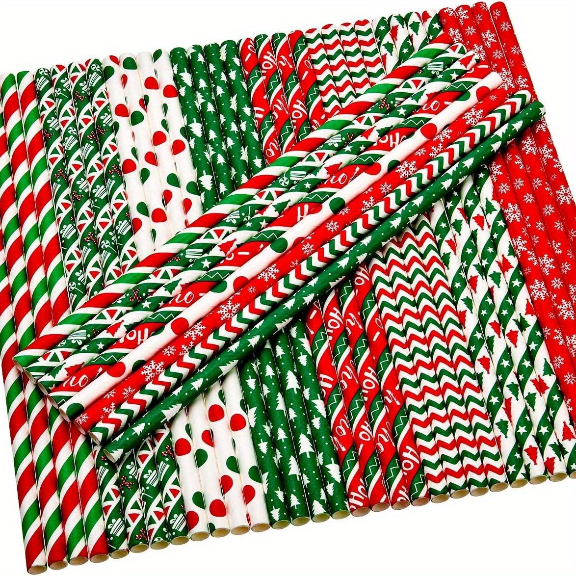 200pcs Christmas Disposable Drinking Paper Straws