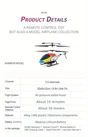 3 5 channel rc helicopter 2 4g wireless remote control 4d m5 aluminum alloy material aircraft model mini drone with 2 batteries toys gift details 6