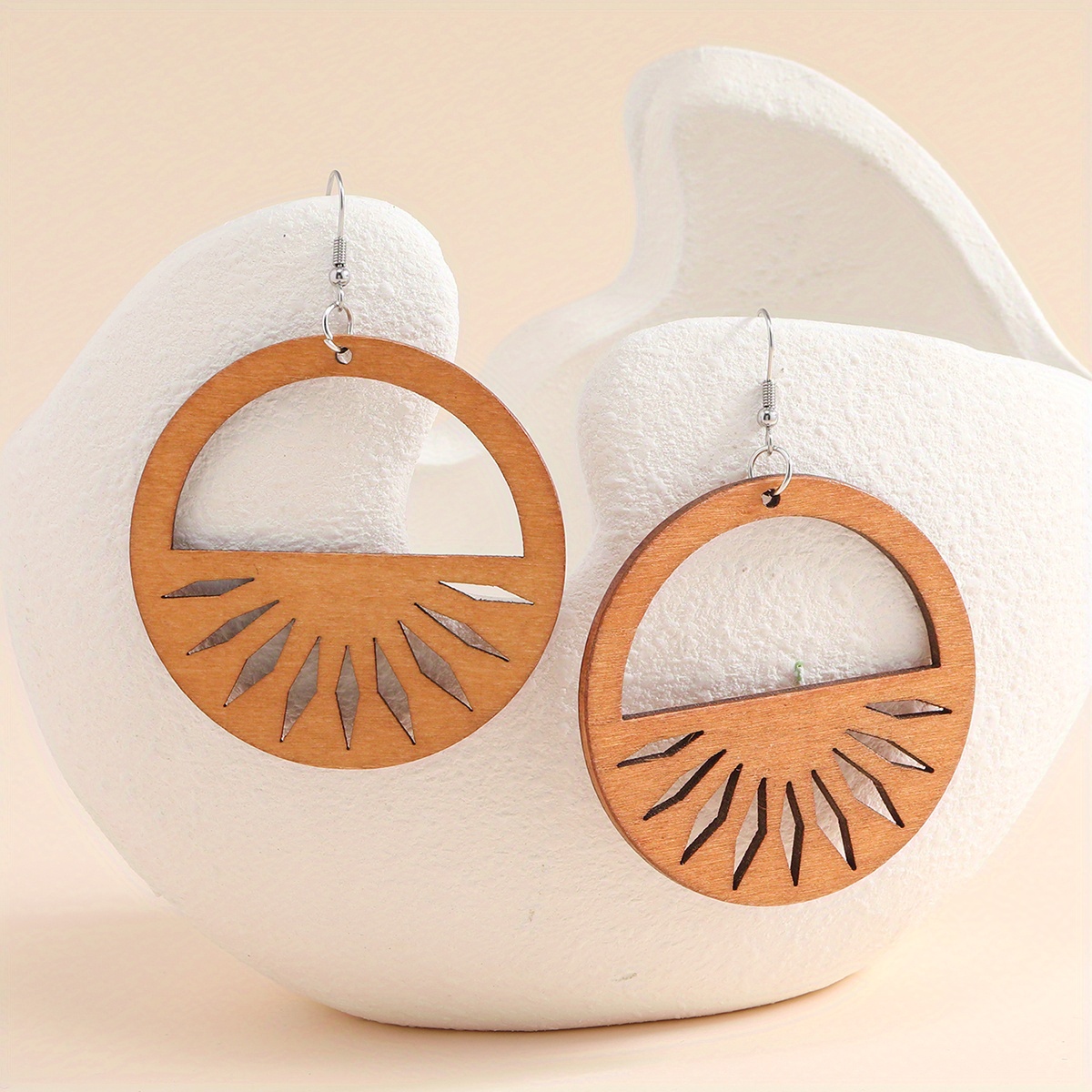 Retro Simple Round Resin Earrings Ear Clips - Temu