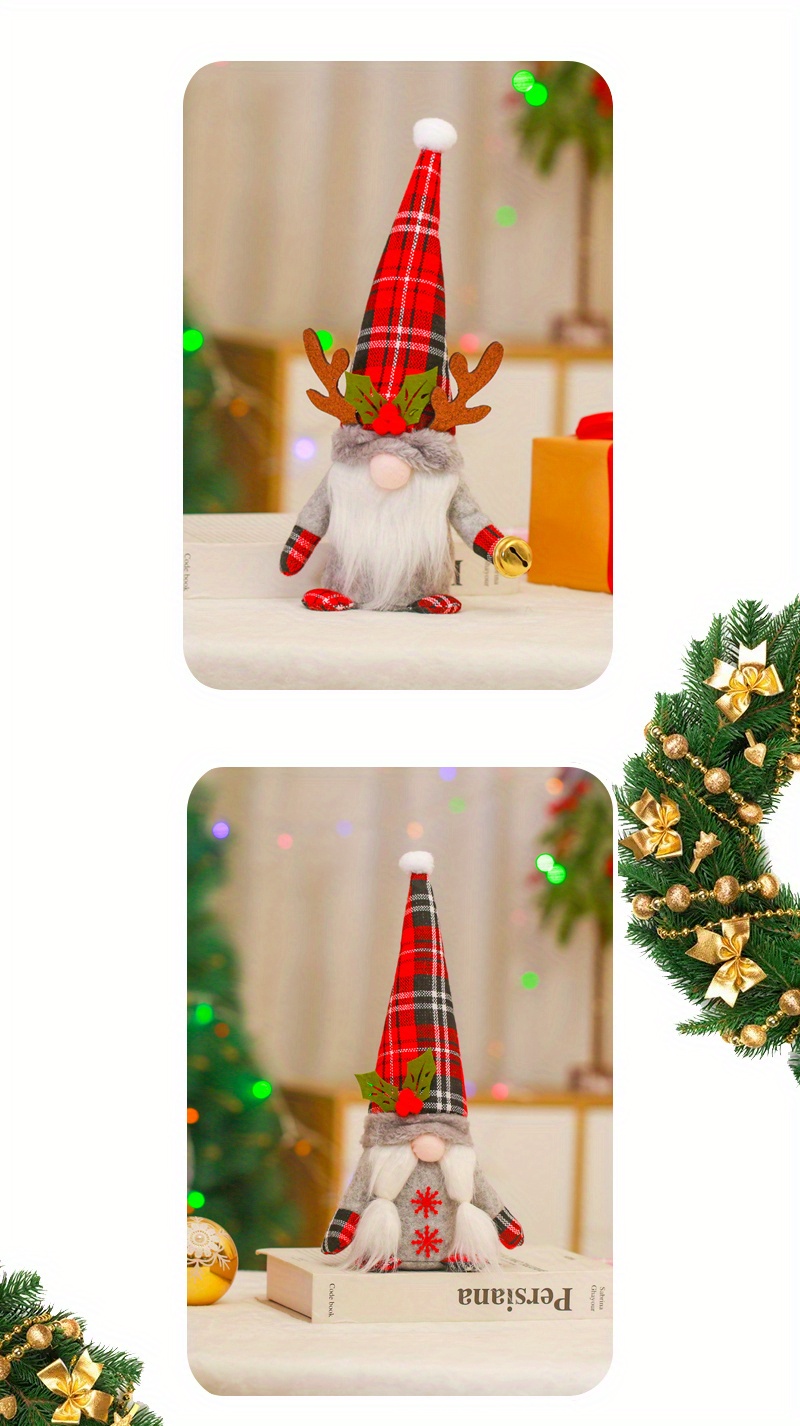 Christmas Ornament Red Black Plaid Hat Couple Rudolph Plush Temu Canada