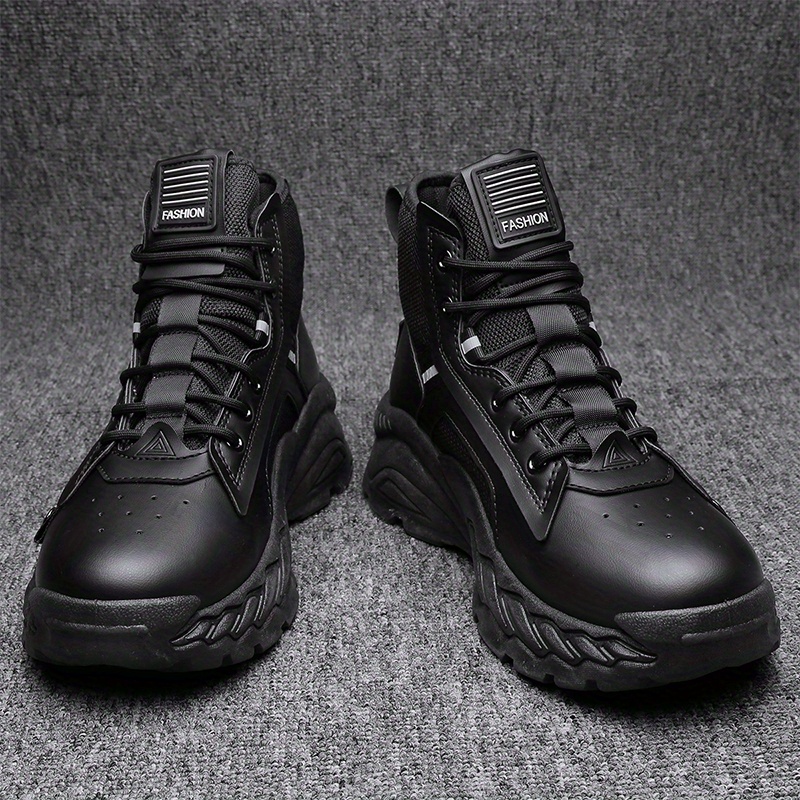 Men's High Top Lace-up Sneakers - Athletic Shoes With Zippers -  Wear-resistant And Breathable