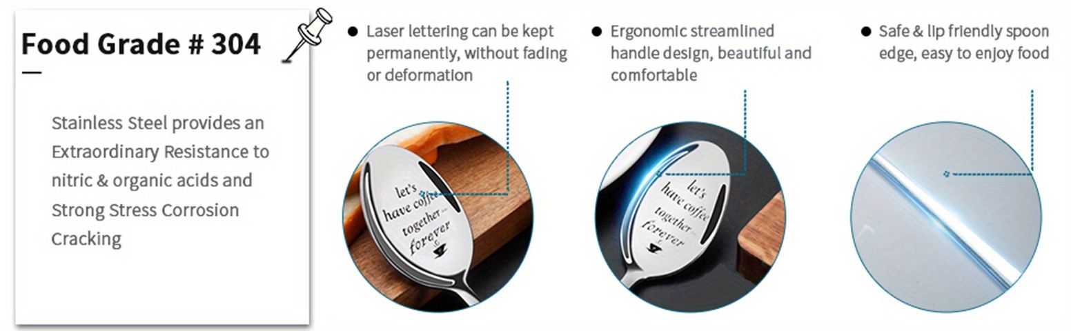 1 шт. полированная нержавеющая стальная ложка, гравировка лазером для моей дочери или сына, ложка из нержавеющей стали с гравировкой, кофейная или чайная ложка, подарок для мужчин, женщин, друзей на День Рождения, Рождество, Хэллоуин, День отца. Детали: 5.