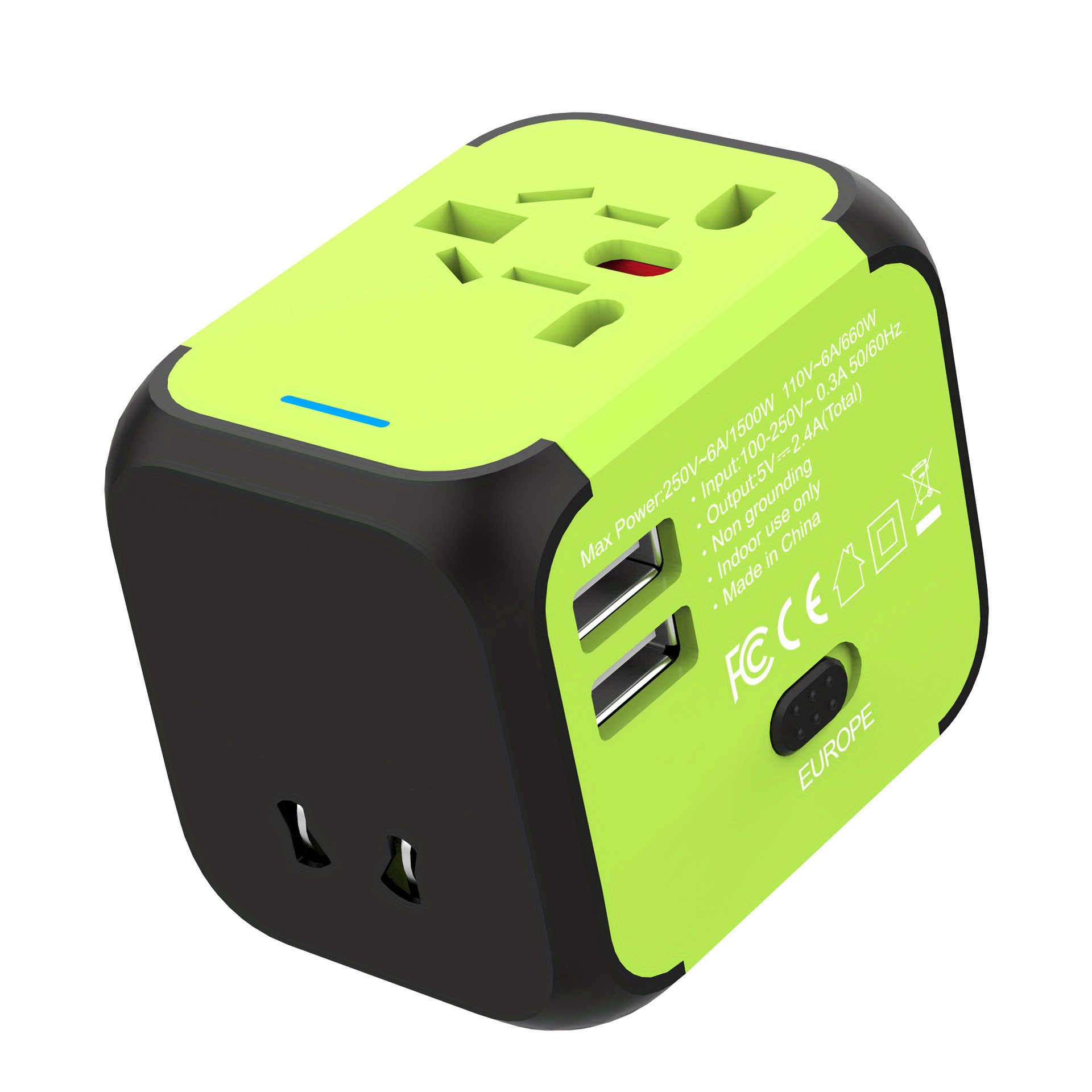 Universal Travel Plug Adapter 2 Usb Port World Travel Ac - Temu