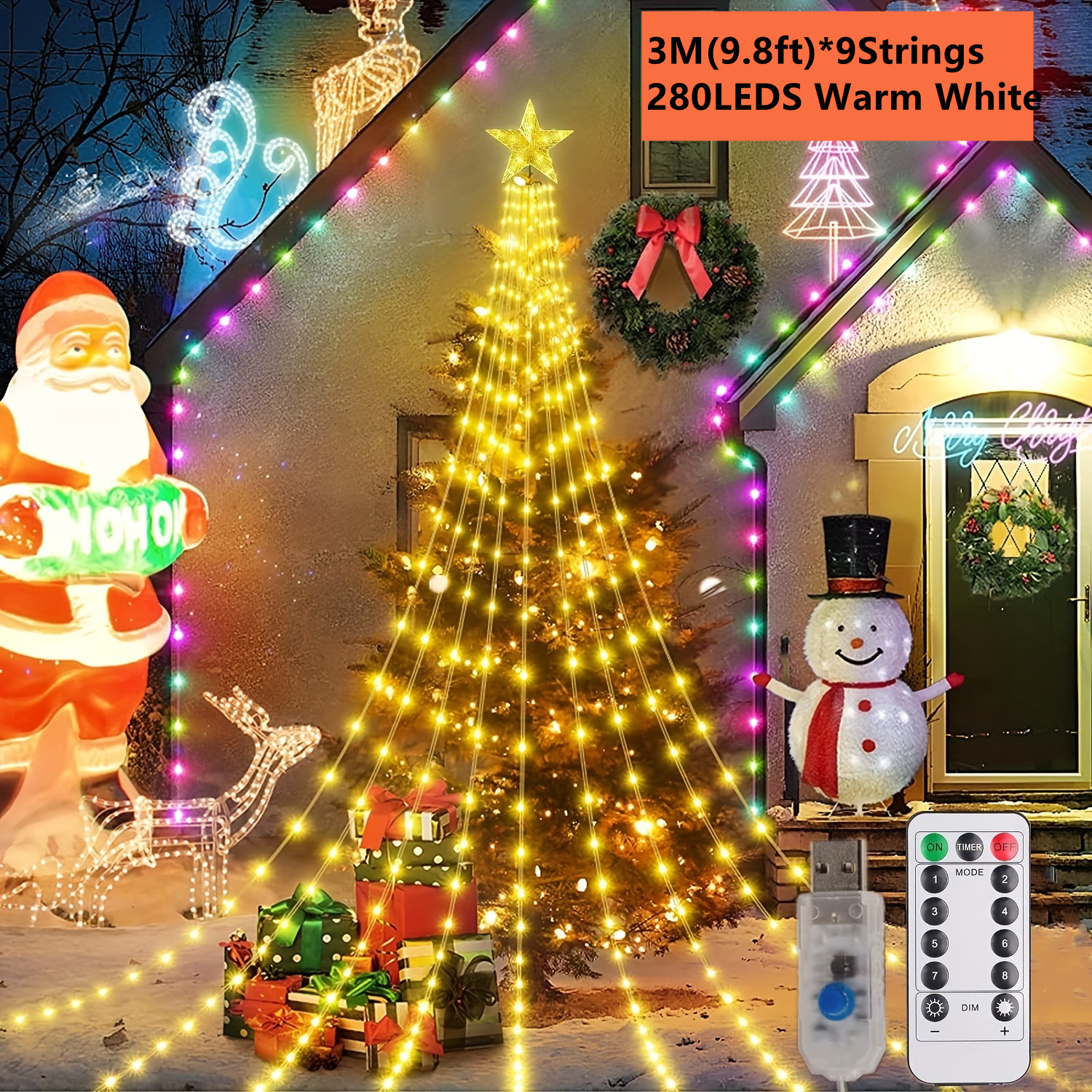 Decute Christmas Decorations Outdoor String Lights 8 Modes and