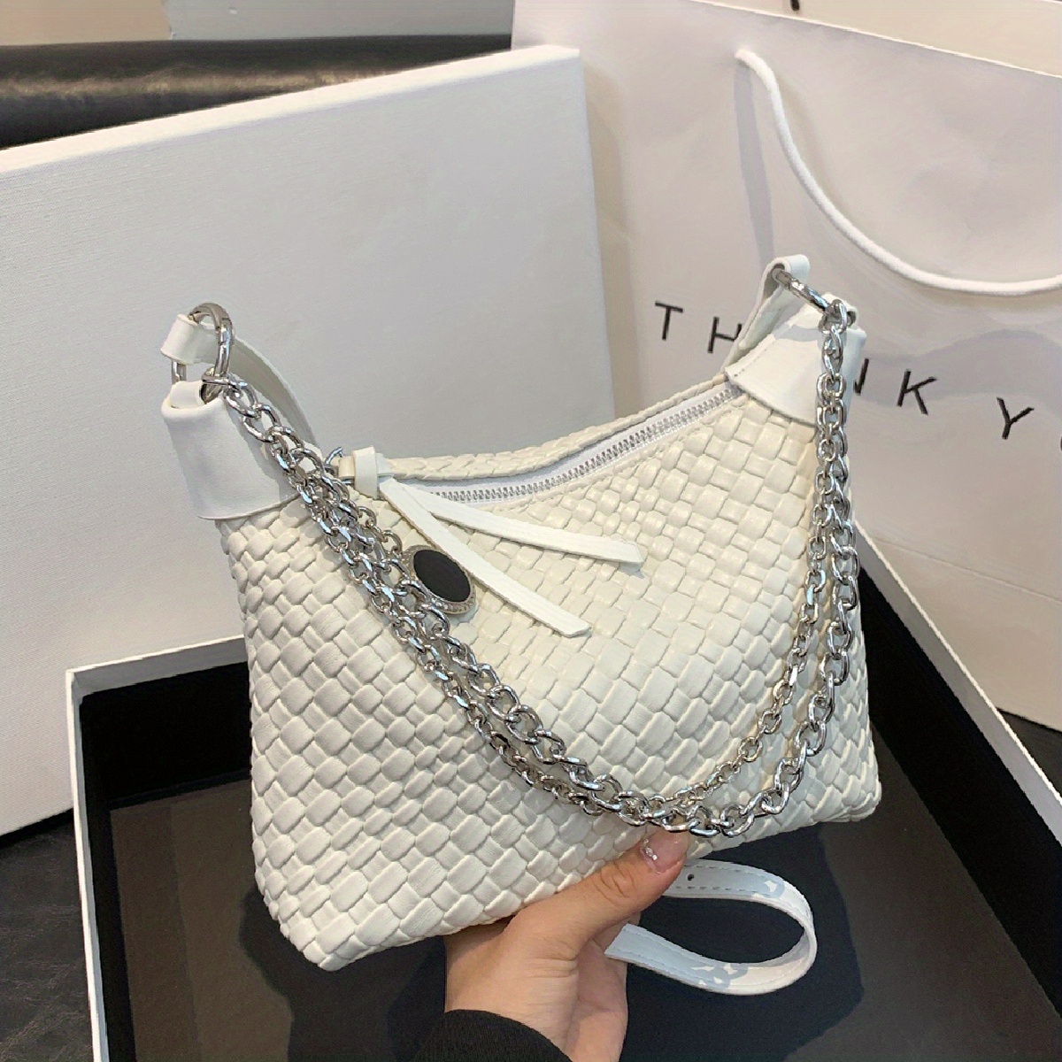 Cool Minimalist Box Bag, Trendy Chain Crossbody Bag, Mini Hard Shell Square  Purse For Street Wear - Temu Bahrain
