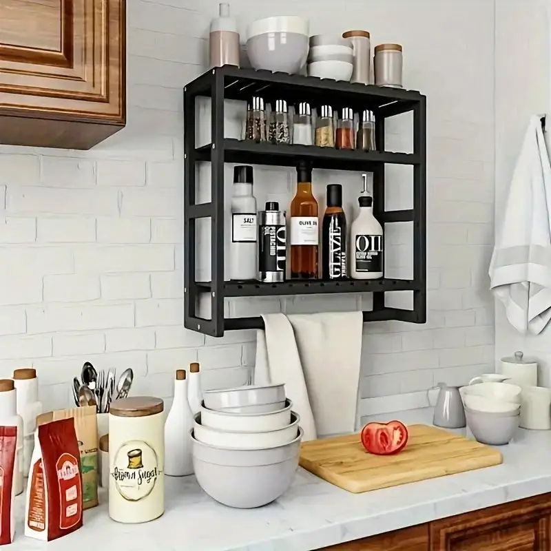 1pc Iron Bathroom Shelf Organizer With Wall Mounting Design For Shower Gel  And Shampoo Storage