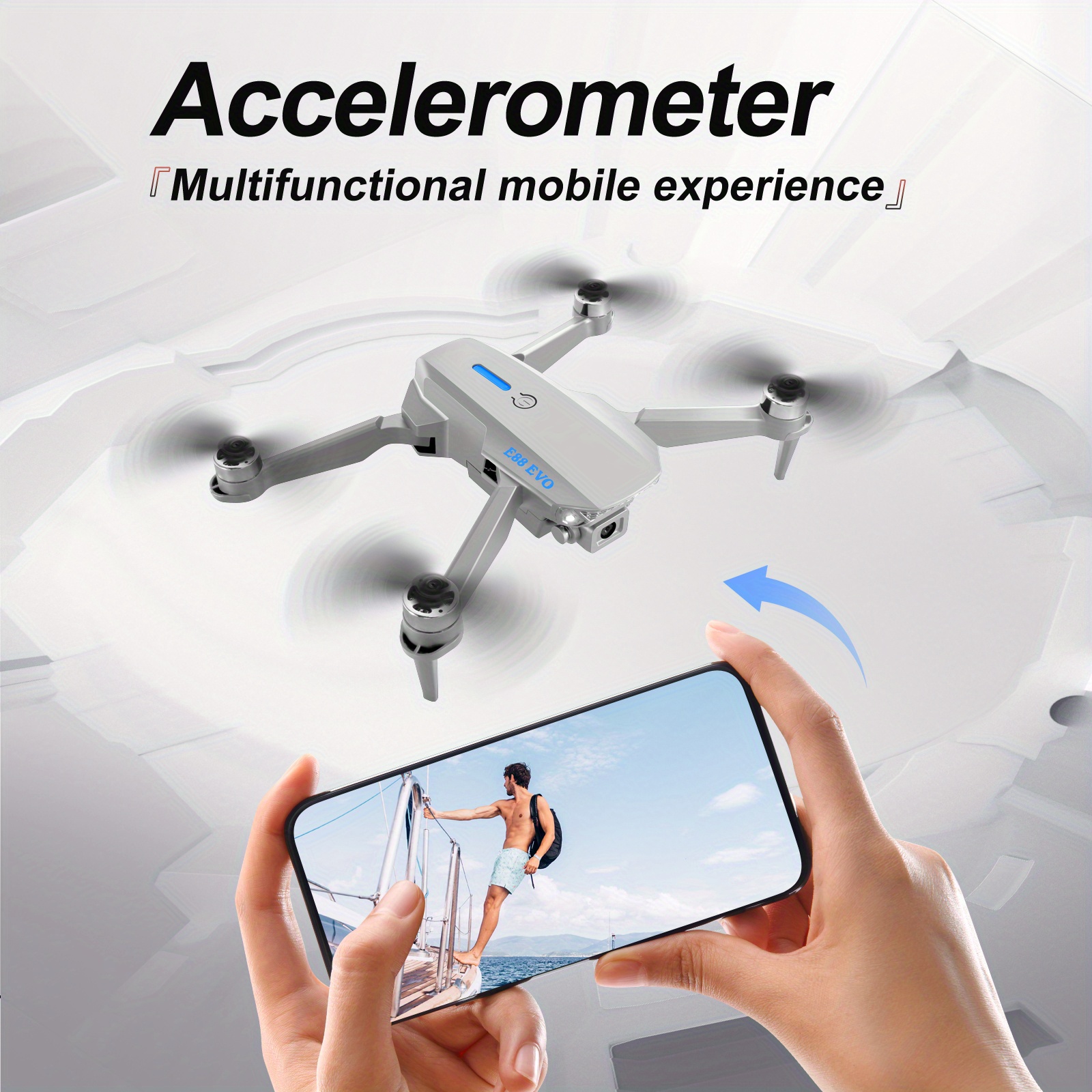 new e88 evo rc drone sd dual camera optical fow brushless motor intelligent follow trajectory flight gesture photography wifi fpv foldable quadcopter battery 2 3 optional for teenage model hobbies details 14