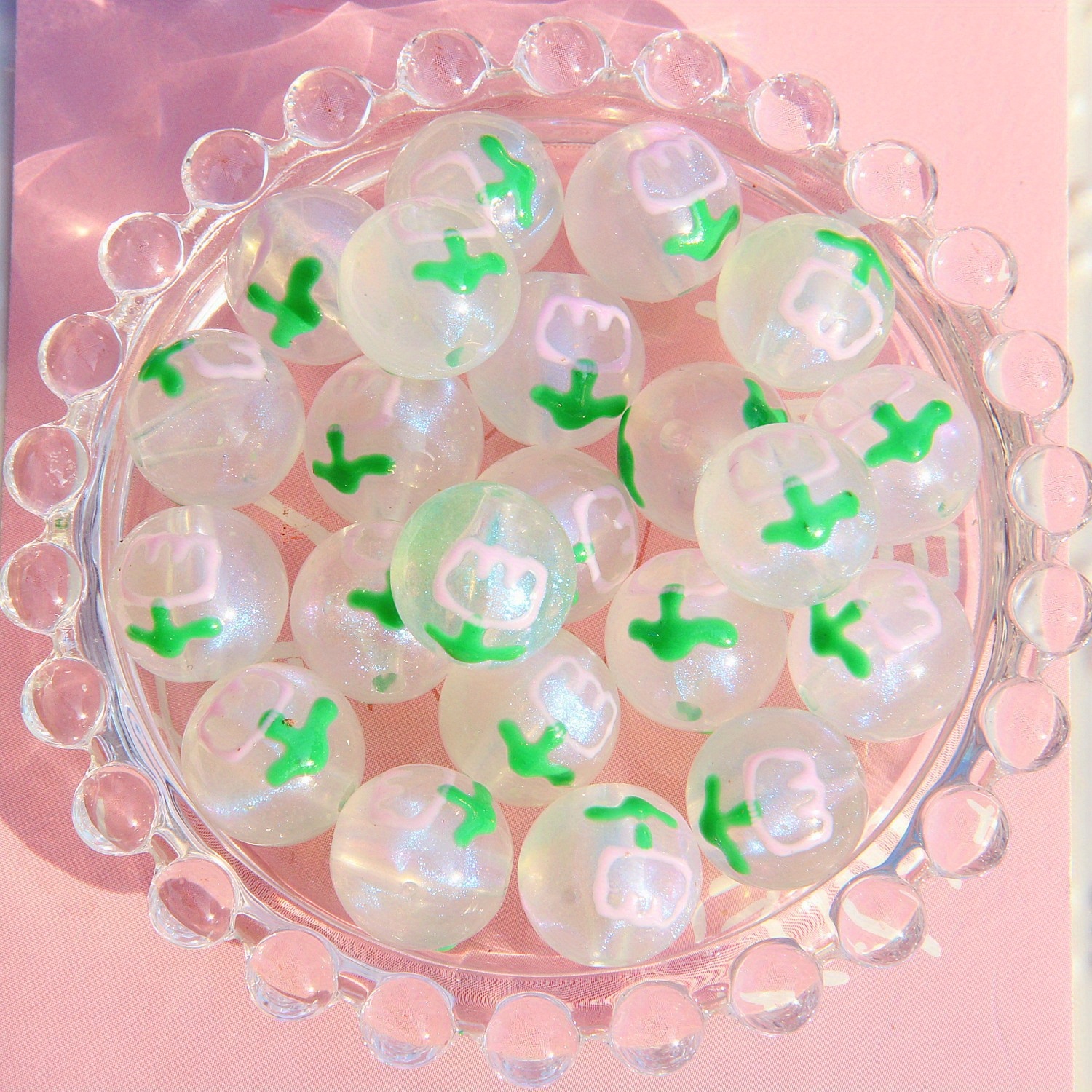 Luminous Glass Beads Round Beads Glow Glass Loose Beads Diy - Temu