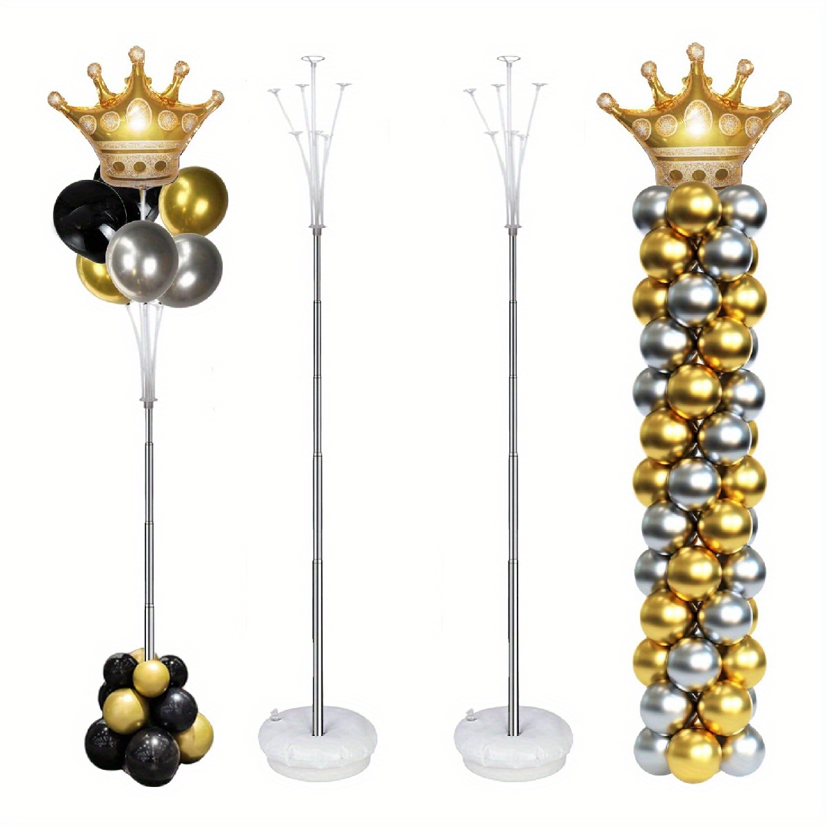 Kit de soporte de globos, arco de globos de 9 pies para suelo, juegos de  soporte de columna de globo 2 en 1 con base de pesas y palo, soportes de