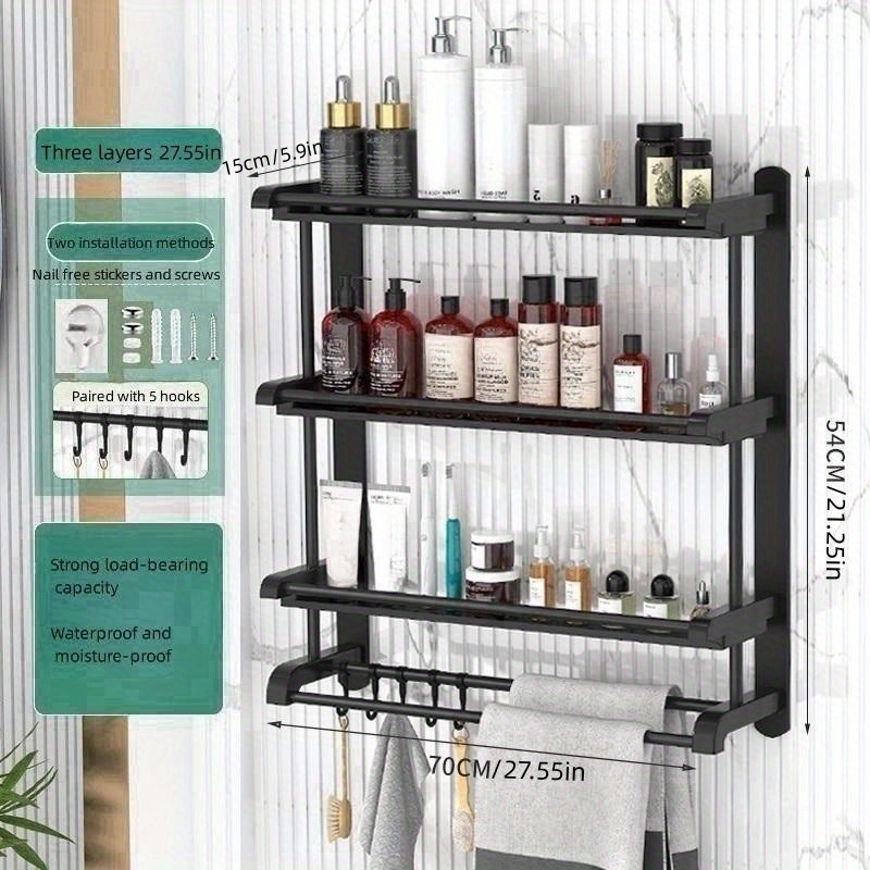 Hanging Bath Shelves Nail Free Shampoo Holder Storage Shelf Rack