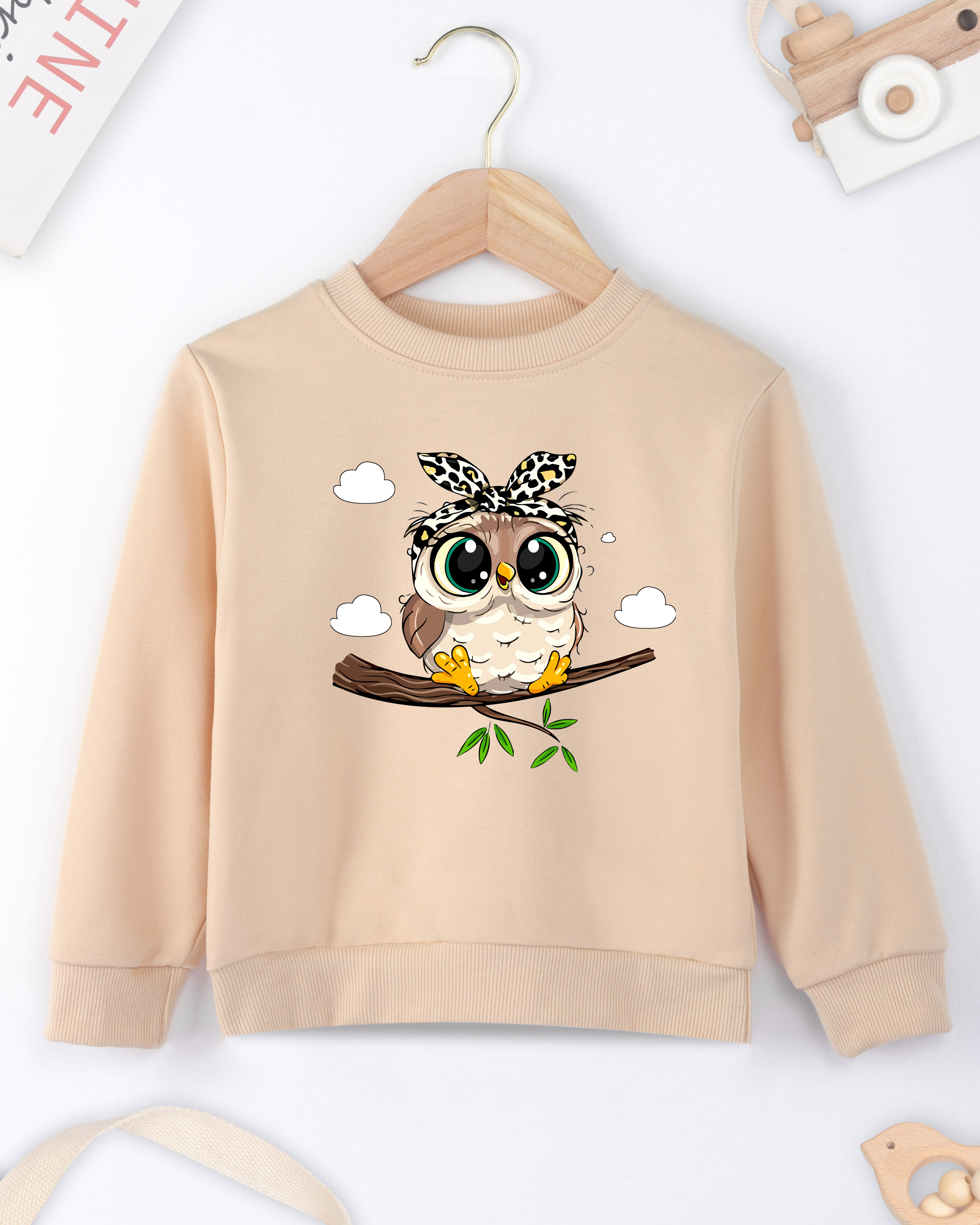 Girl's Cartoon Cute Owl Print Sweatshirt Trendy Casual Long - Temu