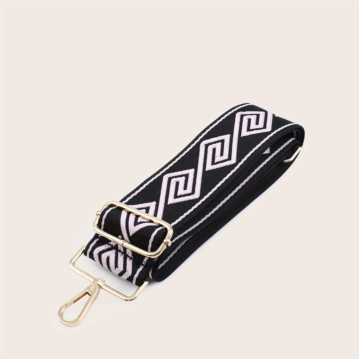 Adjustable Geometric Pattern Wide Shoulder Strap Crossbody Bag